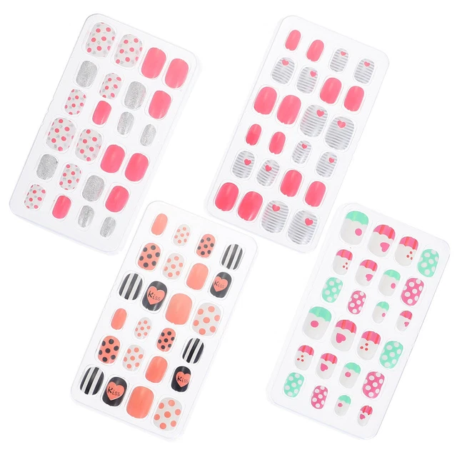 4 cajas de esmalte de uñas envolturas arte en uñas para niños calcomanías de uñas cubierta completa