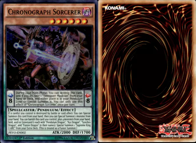 3 x Yu-Gi-Oh Card - PEVO-EN002 - CHRONOGRAPH SORCERER (ultra rare holo) - NM/M