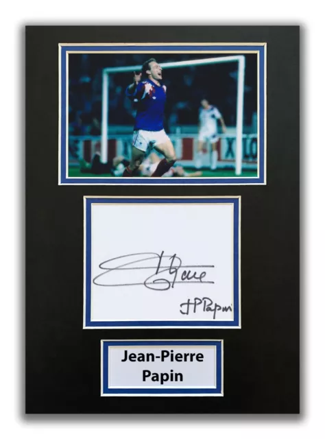 Jean Pierre Papin Hand Signed A4 Mounted Photo Display - France Autograph