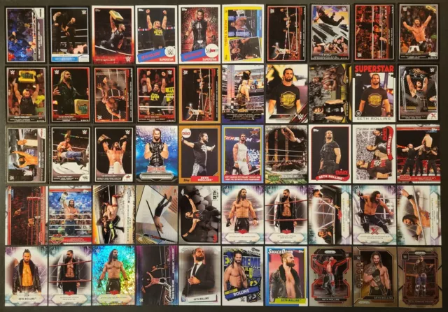 Lot of 50 Different SETH ROLLINS Wrestling Cards NXT WWE 2013-2023 WRE1195