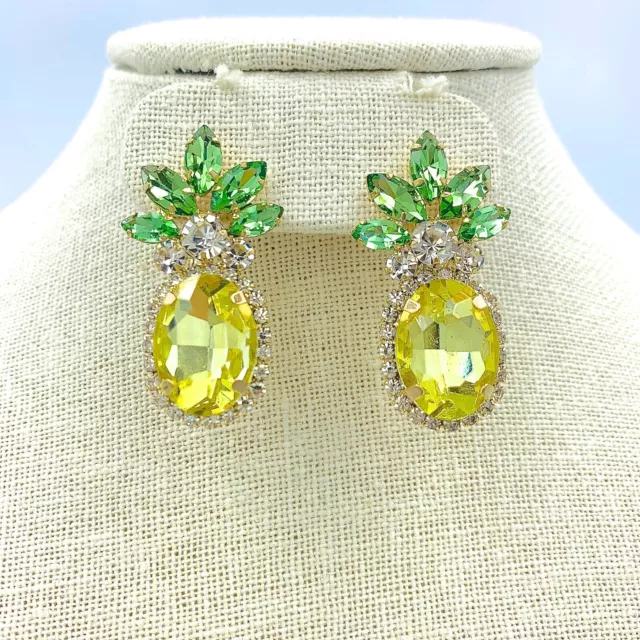 Pineapple Post Earrings - Rhinestone, Crystal Avenue (0.85x1.6in)