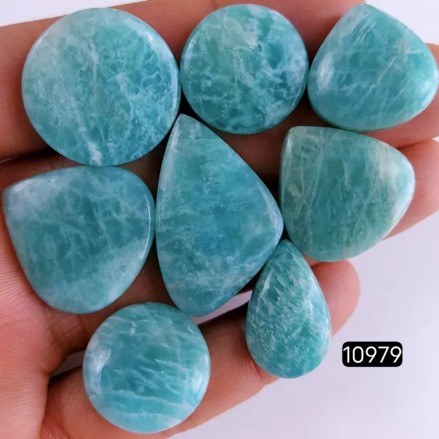 8 Pc 196 Cts Natural Amazonite Loose Cabochon Gemstone  Lot 33x21-22x14mm #10979