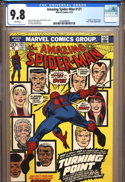 AMAZING SPIDER-MAN #121 CGC 9.8 Death of Gwen Marvel Comics 1973 WHITE Pages