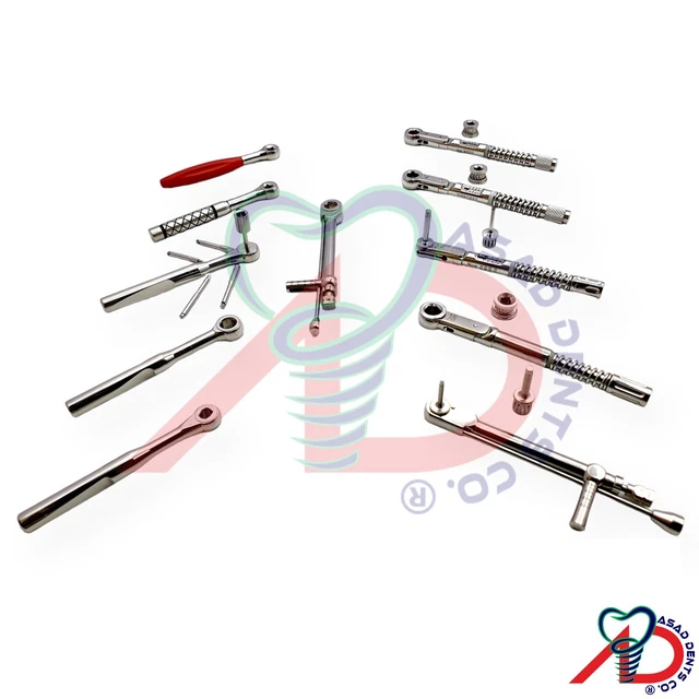 Dental Implant Universal Torque Ratchet Wrench 4.0 &6.35 With Hex Square Drivers
