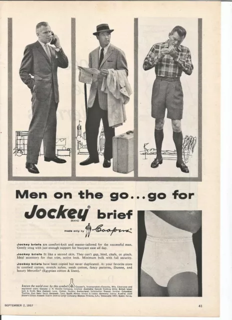1955 Jockey Brief Tshirt Men's Underwear Fashion Vintage Print Ad 26234