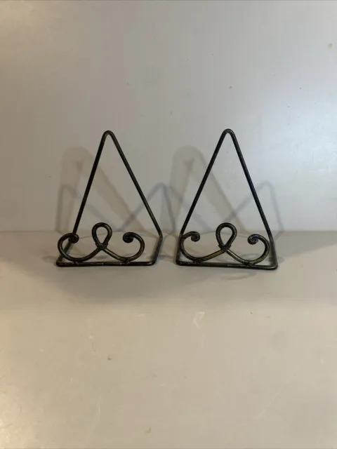 2-Wrought Iron Plate Holders With Bronze Rub On Metal To Look Vintage