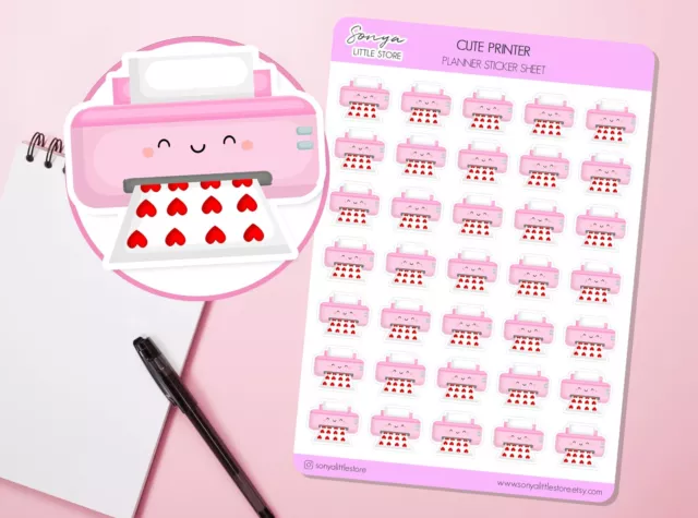 Cute Printer Planner Stickers Printer Journal Diary Sticker Sheet