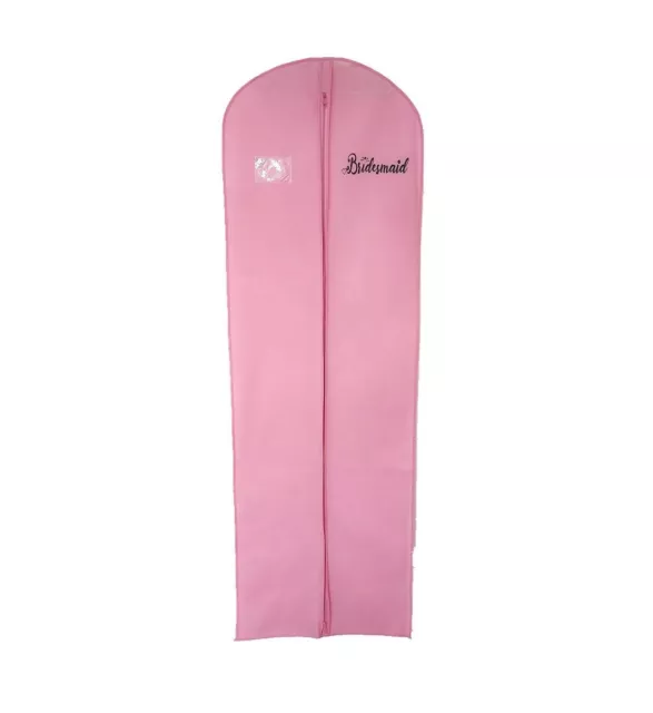 Pink Personalised Breathable Long Bridesmaid Dress Cover Garment Travel Bags 2