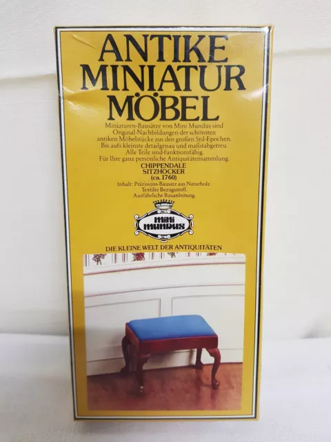 Antike Miniatur Möbel Chippendale  Sitzhocker Mini Mundus Miniatur Bausatz