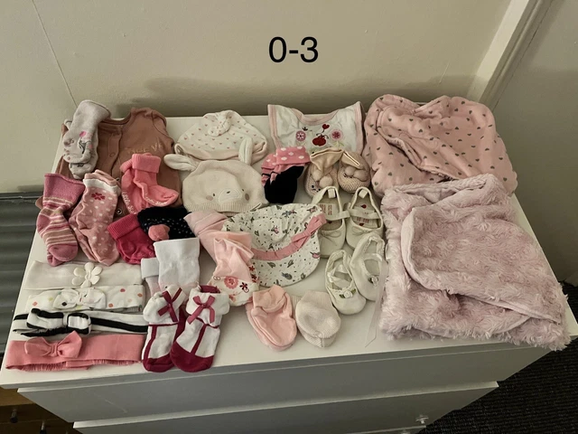 baby girls clothes bundle age 0-3 months Pyjamas, Sleepsuit, Body, 60 Items