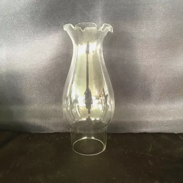 Glass Oil Lamp Chimney 2" Base with Frill Top - 52mm Base Opening, 175mm tall.