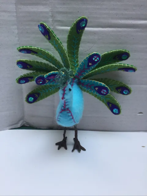 Peacock Felt Bird Handmade