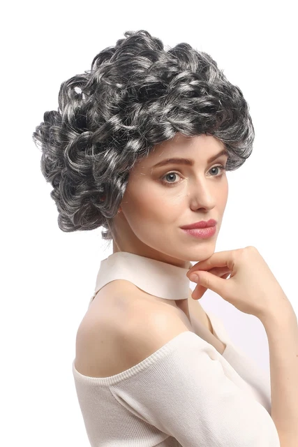 Perruque Grise Bouclée Style Grand-Mère - WIG ME UP VK Event Fashion Pour Déguisement