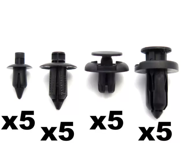 20 Piece Plastic Rivet Fasteners Kit- 4 Common Sizes of Trim Clip For Mercedes