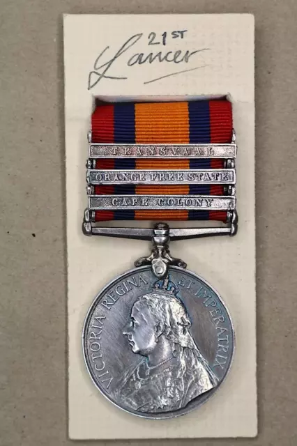 British Army QSA QUEENS SOUTH AFRICA Medal 3 state bars Boer War Military