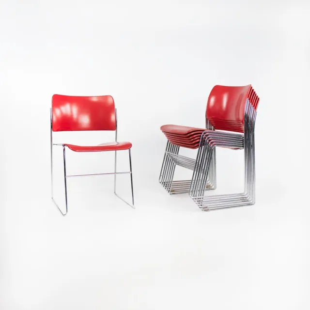 1970s 40/4 Chairs in Red Steel by David Rowland for General Fireproofing Co.