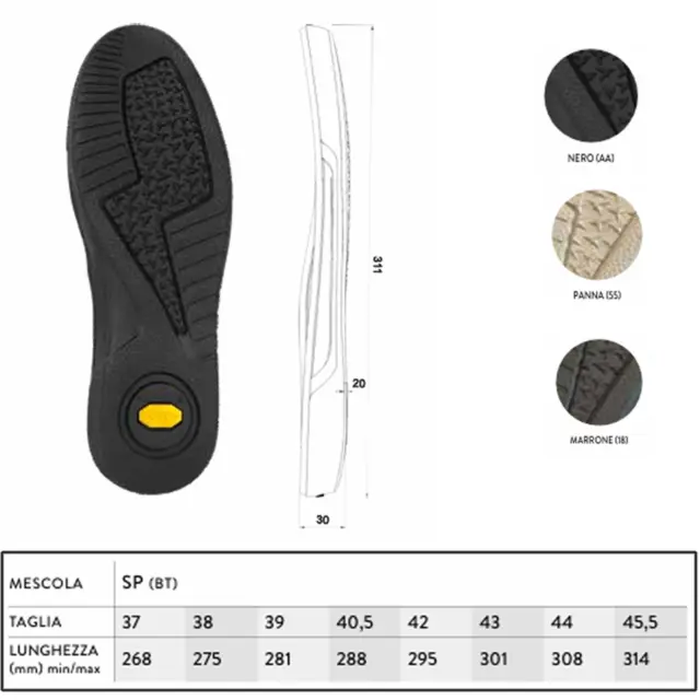 Suola a cassetta gomma Vibram Slang 2548  riparazione creazione calzature a paio