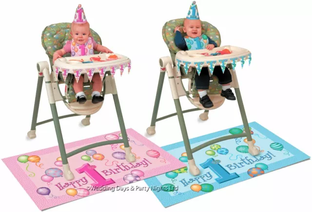 Happy 1st First Birthday High Chair Kit Bib Hat Banner/Bunting Mat Party Decor