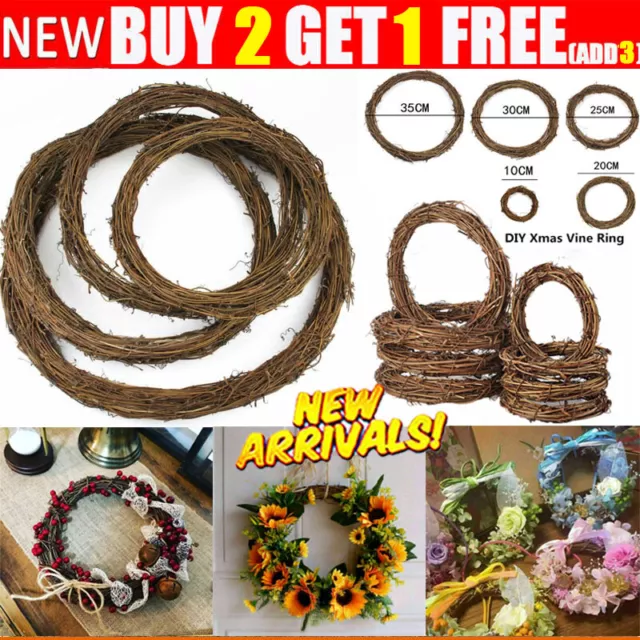 Christmas Artificial Vine Ring Wreath Rattan Wicker DIY Garland Xmas Party Decor