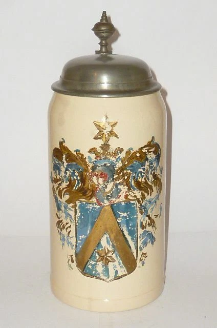 Alter V+B Mettlach Studentenkrug Bierkrug Studentika Krug 1526 Studentica Wappen