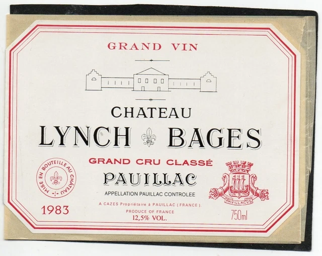 PAUILLAC 1ER GCC ETIQUETTE CHATEAU 1972 37.5CL 11/07/23