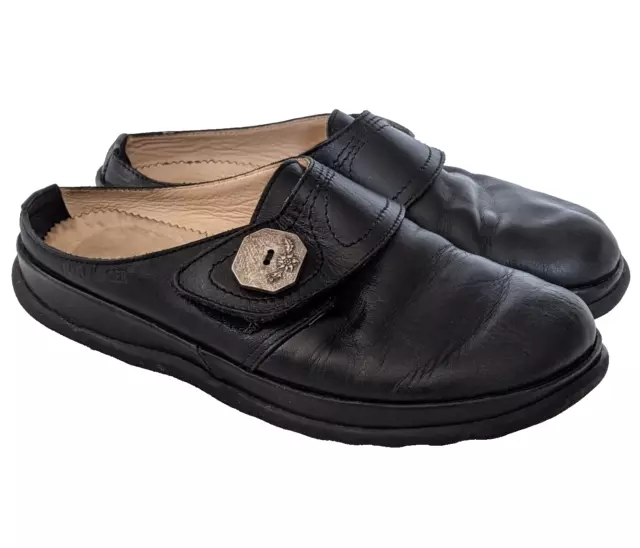 Haflinger Charlotte Clog Womens 8.5 8 39 Shoes Mules Slip On Black Leather