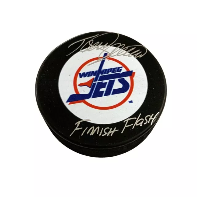 Teemu Selanne Signed Winnipeg Jets Puck - Finnish Flash