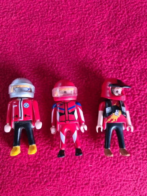 L/ Playmobil Figurines Personnages LOT DE 3 MOTARD MOTO Avec casque