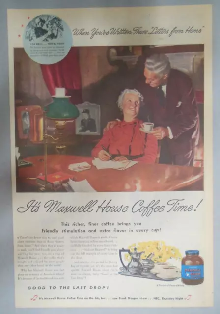 Maxwell House Coffee Ad:  "Wartime Letters From Home"  1940's 11 x 15 inches