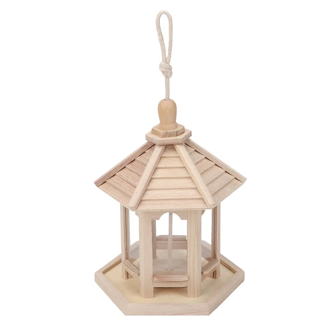 Bird Feeder Installs Transparent Plastic Around Hanging Bird Feeder For