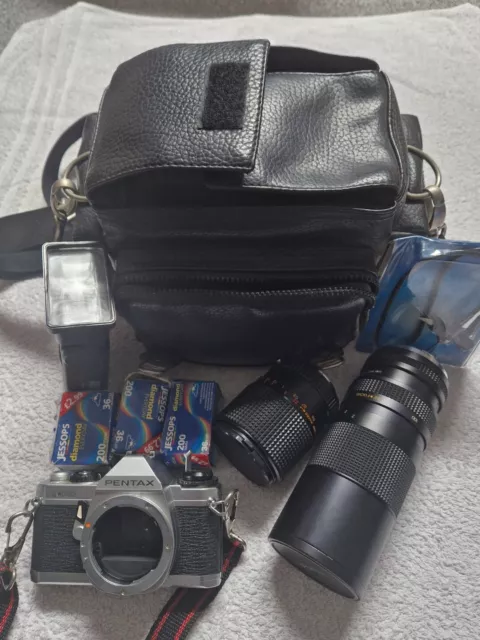 Vintage Pentax MG 35 ml SLR Camera, Lenses, Flash and Accessories