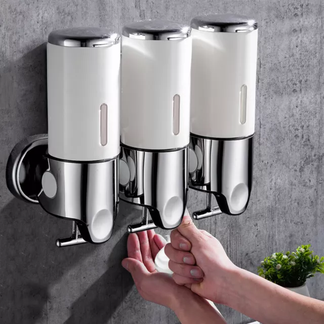 Champú dispensador de jabón líquido loción corporal de ducha montado en la pared de baño de 3*500 ml