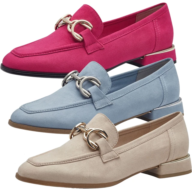 Mocassin Femme Marco Tozzi 2-84402-42 - Textile Confortable, Talon Bloc, Semelle Plastique