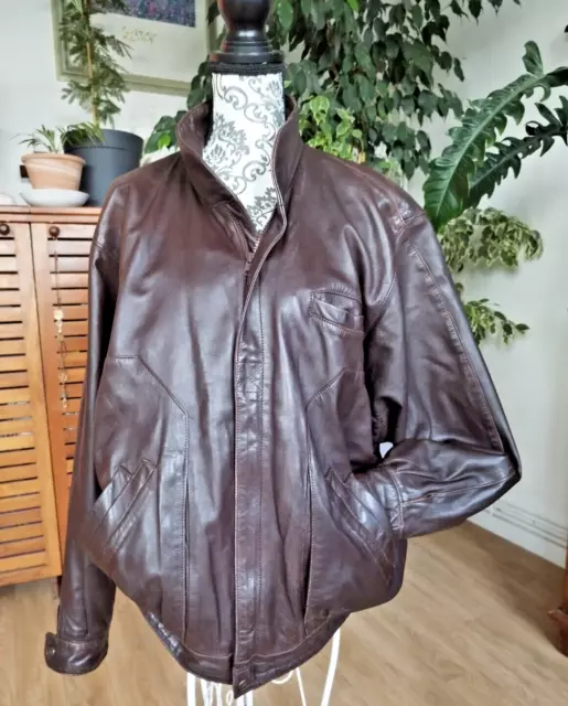 Blouson Créateur "DERMIL"  Peaux de Millau Cuir Marron T 50/52 L comme neuf