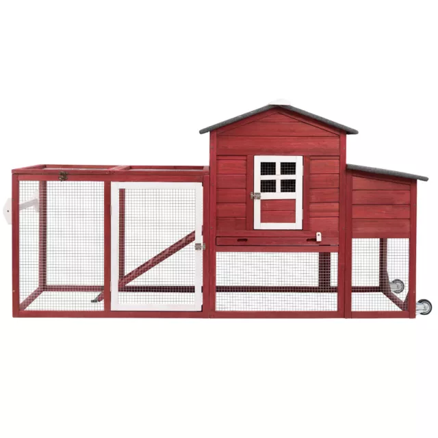 PetsCosset 75" Large Chicken Coop on Wheels with Nest Box and Asphalt Roof