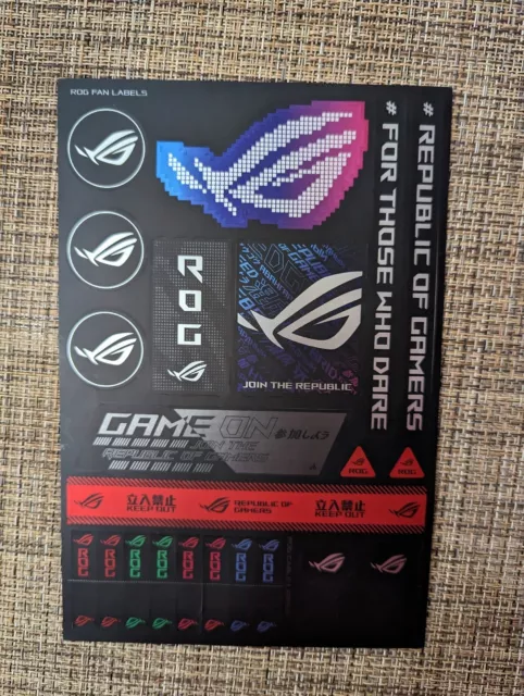 ASUS ROG Republic Of Gamers Decal Sticker Sheet NEW