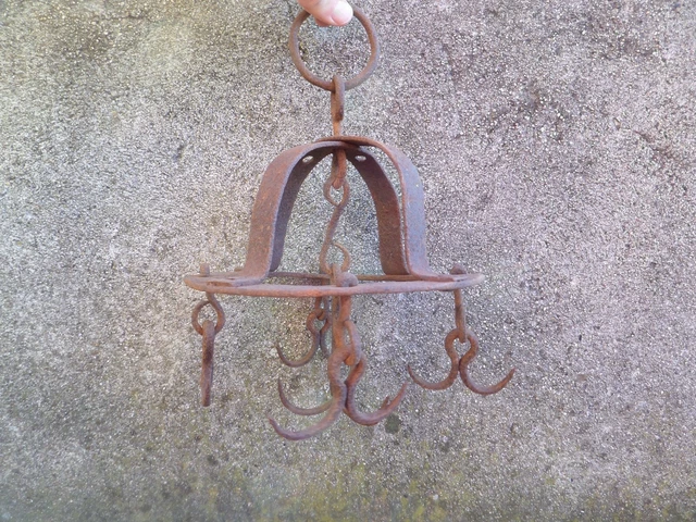 Antique 19Th Century Wrought Iron Hand Forged Water Well Hooks