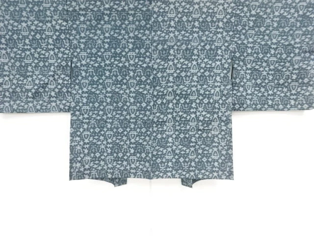 45017# Japanese Kimono / Antique Haori / Tsumugi / Woven Abstract Pattern