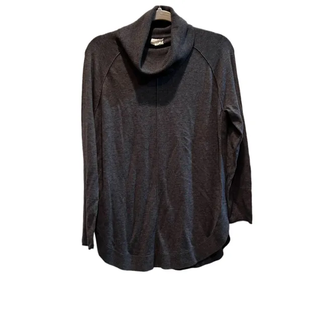 Caslon Womens Sweater Size Medium Gray Cowl Lightweight Soft Wool Blend