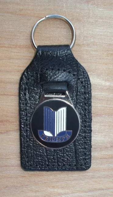 Triumph Tr Classic Car Key Ring, Blue. Leather Key Fob.