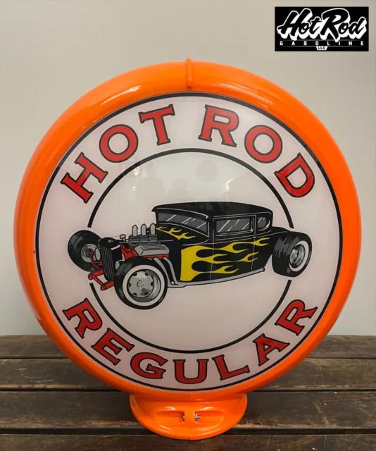 HOT ROD REGULAR Reproduction 13.5" Gas Pump Globe - (Orange Body)