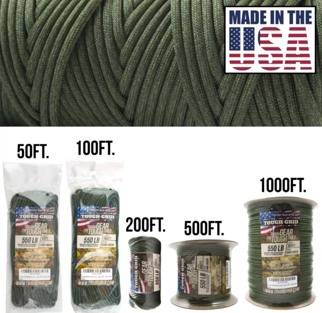 TOUGH-GRID 550lb Mil-Spec Type III Paracord Used by US Military. Made in the USA