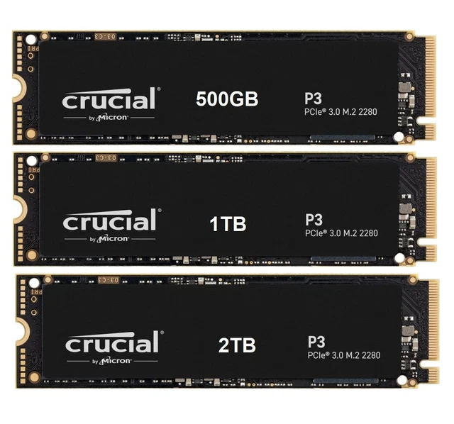 INTERNE SSD FESTPLATTE M 2 2280 500GB 1TB 2TB 4TB Crucial P3 NVMe PCIe 