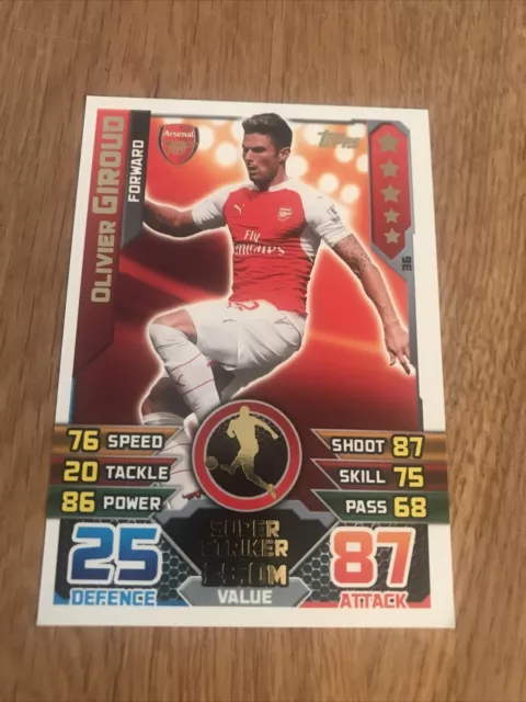 Olivier Giroud Arsenal FC Super Striker Match Attax 2015/16 Football Card