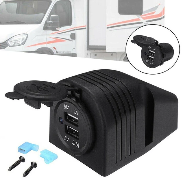 Presa Accendisigari Doppia 12V-24V Con Montaggio Superficiale: Impermeabile, Per Auto, Barca, Moto, Colore Nero - 3