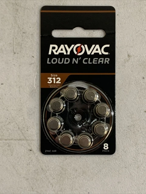 Nuevas Baterías De Audífonos Rayovac 312Lc-8A 312 Ruidosas N Transparentes 80 Piezas