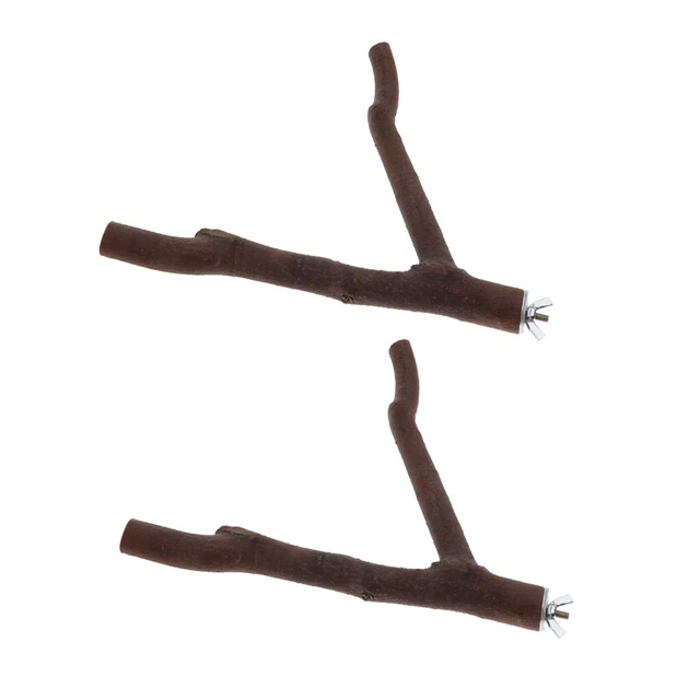 2 Stück Papagei Holz Hängeständer Rack Vogel Sittich Ast Sitzstangen 2