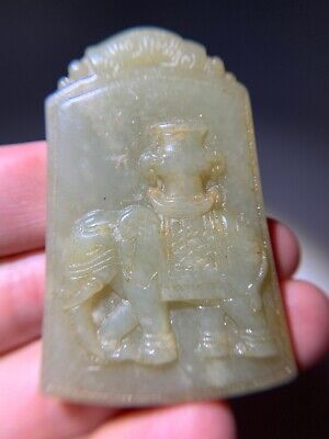 Carved Jade Old Amulet " Elephant " Pendant 59.5mm x 39mm x 9mm 2