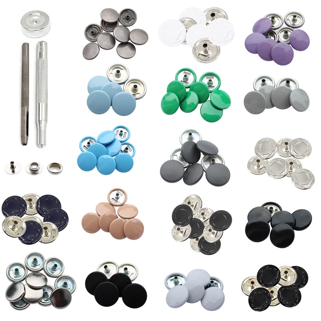 4 Parte Argento Bottoni Automatici 15mm Colore Tappi Resistente Metallo Attrezzo