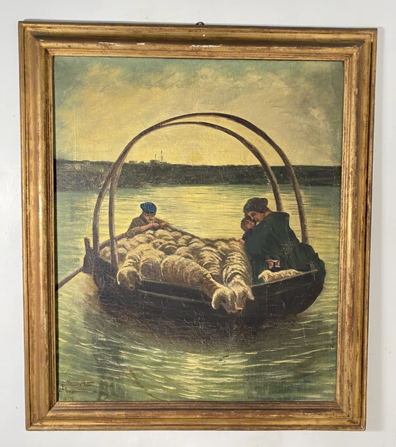 Dipinto Olio Tela Falso D'autore Giovanni Segantini Quadro Gualtiero Seto 1936